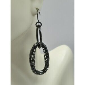 Premier Design Black Three Loop Hook Earrings 2 1/2"